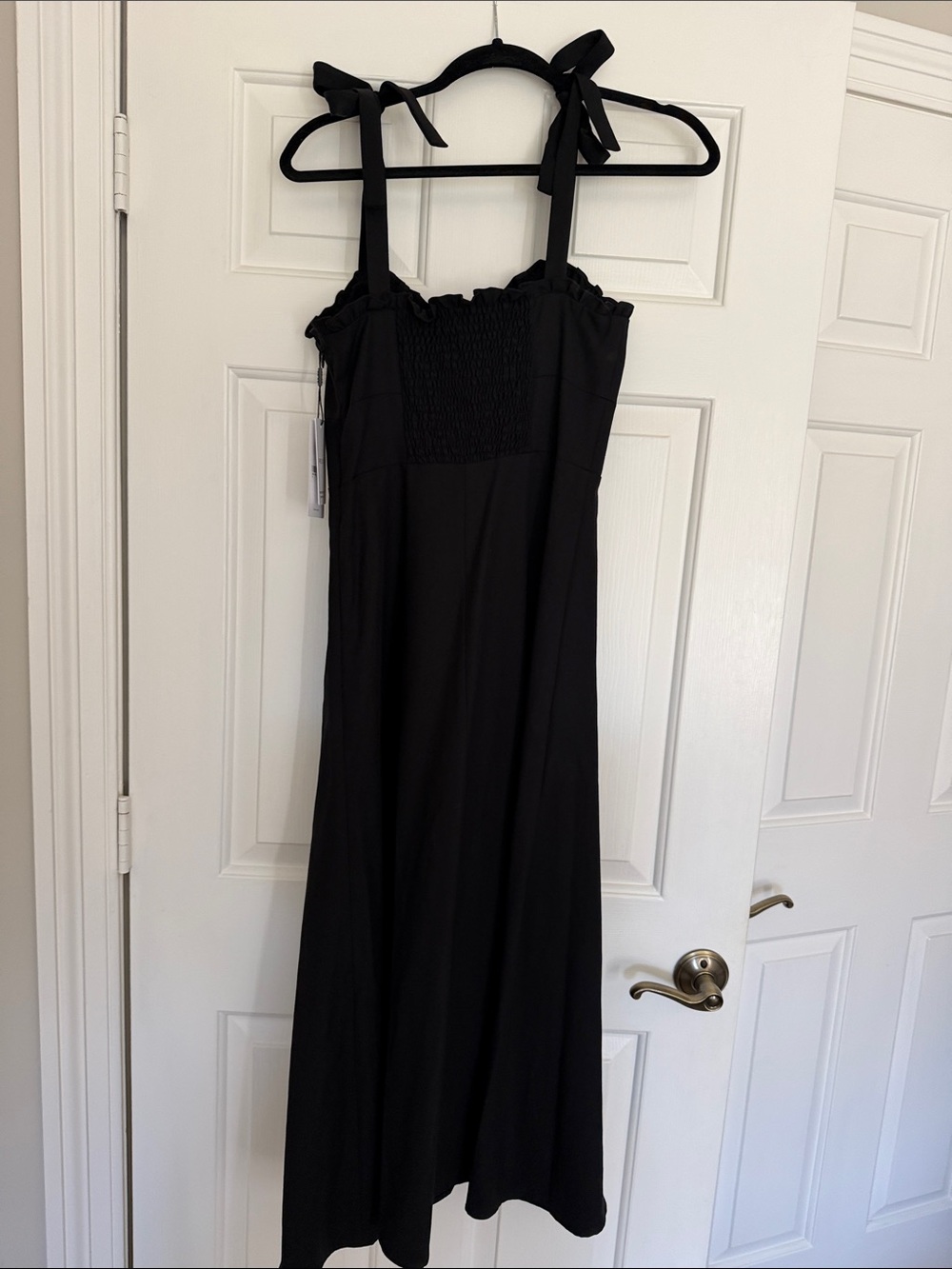 Reiss Black Tie-Shoulder Midi Dress - Picture 6 of 16
